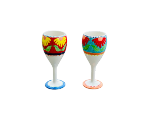 Akron Floral Wine Glass Set